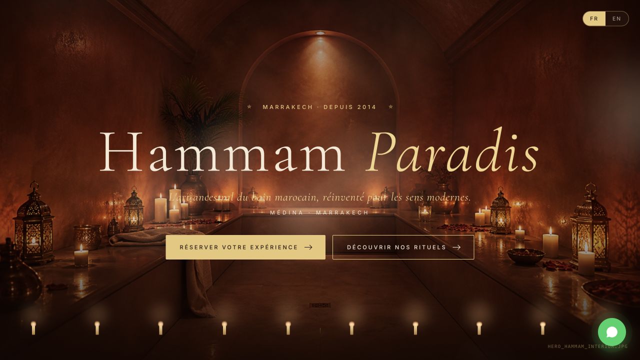 Page d’accueil Hammam Paradis conçue par Nada