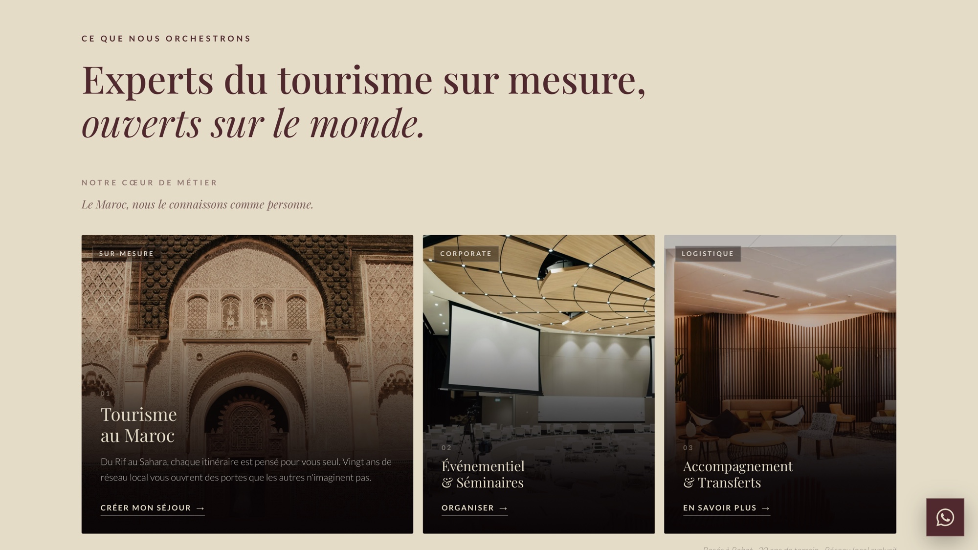 Présentation des trois expertises de Nadomar Travel
